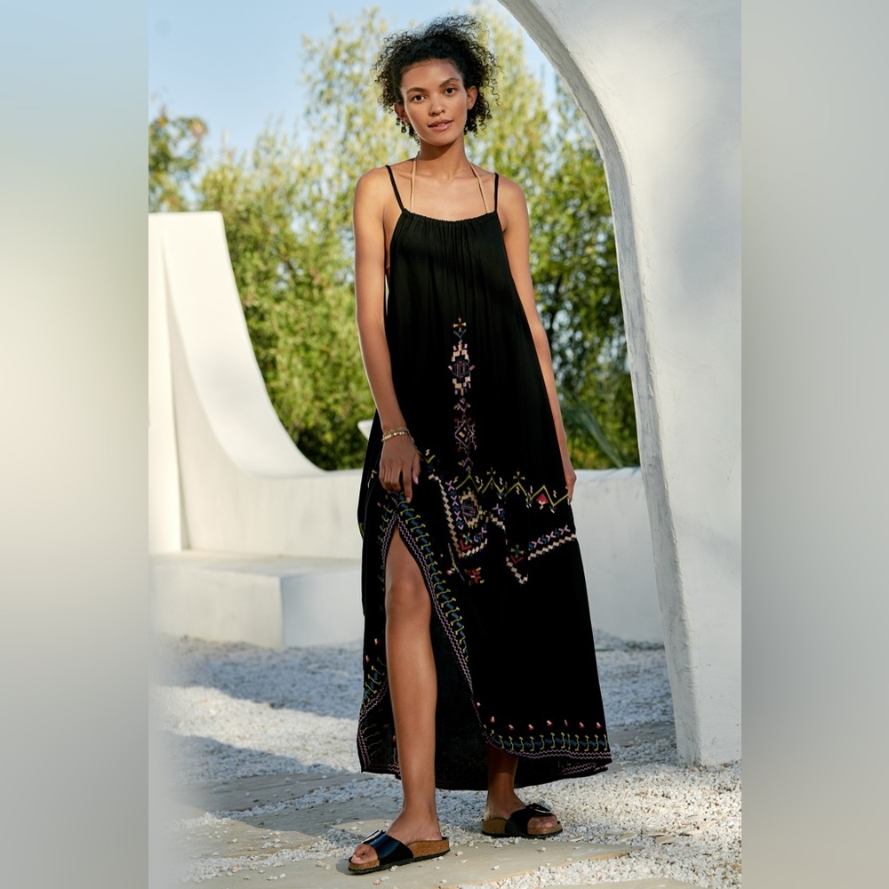 Anthropologie Embroidered Maxi Dress